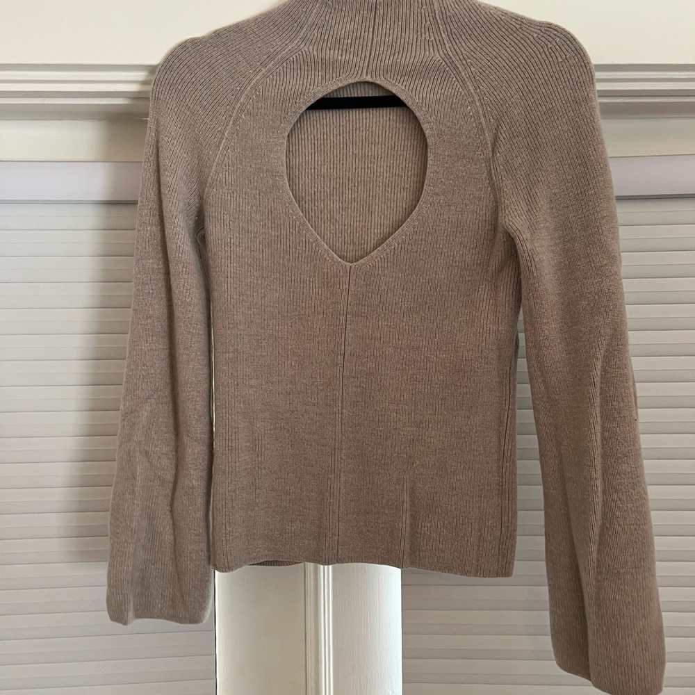Elegant Tan Sweater with Open Back